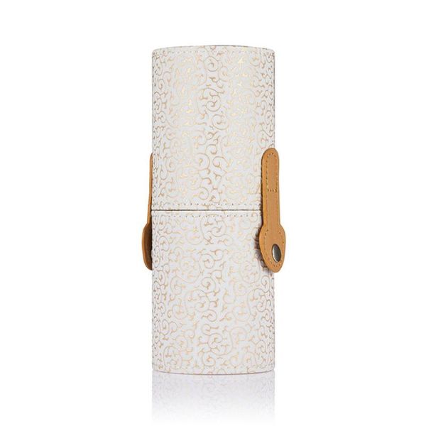

eyebrow tools & stencils makeup brush cup holder cosmetic tool storage case canister (white)