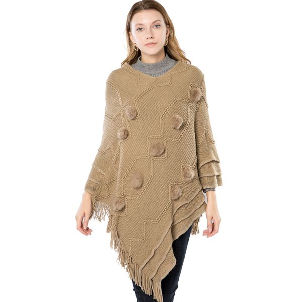 

scarves lady's hairball scarf in winter solid thickening poncho autumn women's white black tassels warm shawl, Blue;gray