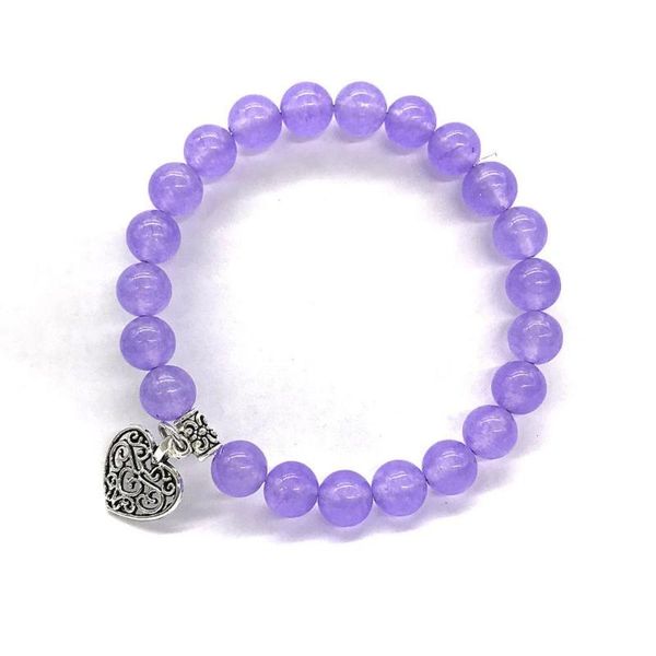 

charm bracelets 6pcs natural stone 8mm round beads heart white jades transparent crystal amethysts healing amulet for jewelry hand making, Golden;silver