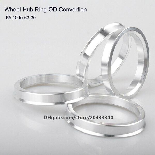 

4 pcs aluminum alloy spigot center hub ring wheel hub ring od 65.1 to id 63.3