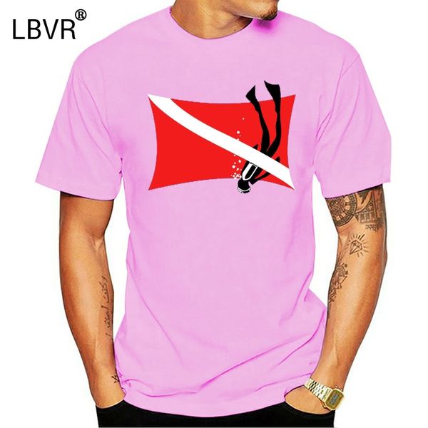

simple short-sleeved cotton t-shirt scuba diver flag diver t-shirt tshirt tee o-neck t shirt men