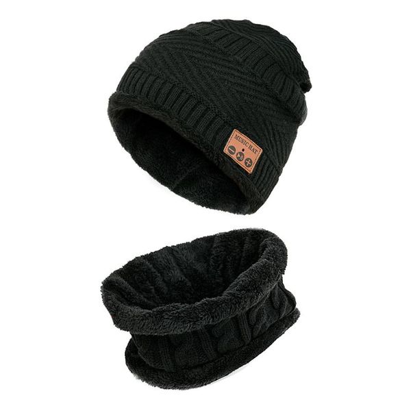 

women men wireless headphone knitted running hands-call bluetooth beanie outdoor sports winter warm neck tube riding