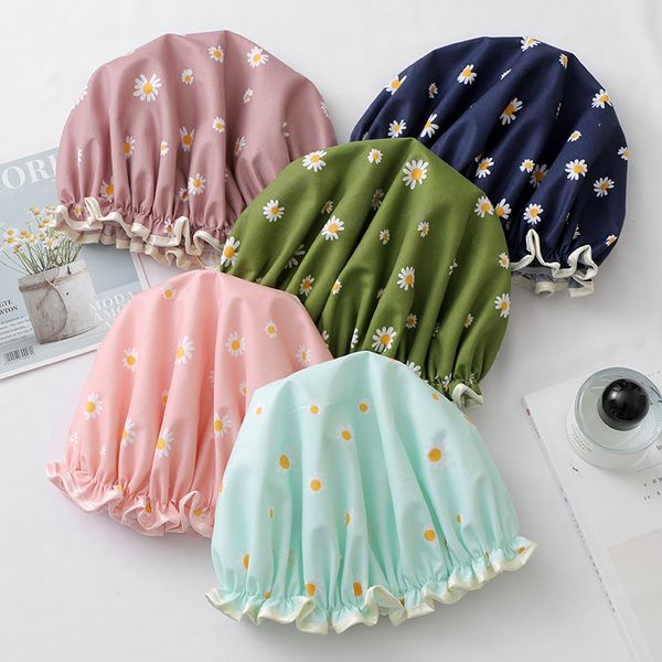 

shower caps cap women double waterproof colorful daisy bathroom accessories