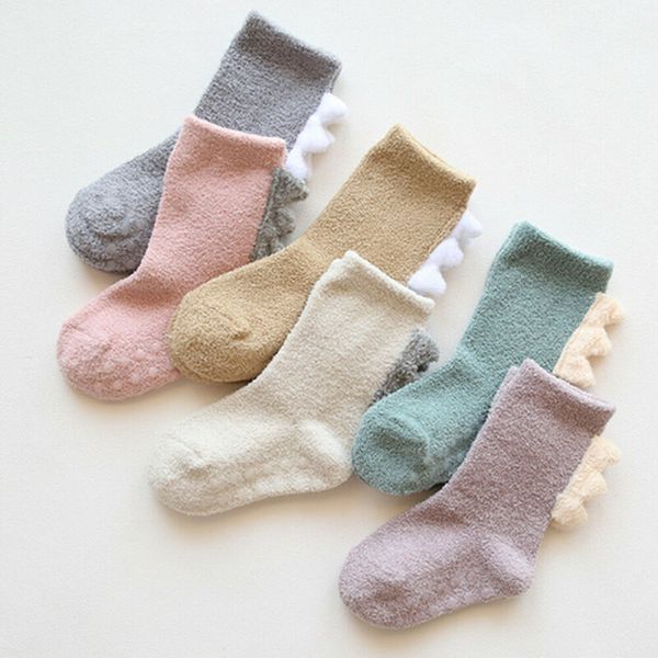 

cute socks toddler kids girls boy baby children high long cotton winter warm knee velvet thicken soft anti slip sock, Pink;yellow