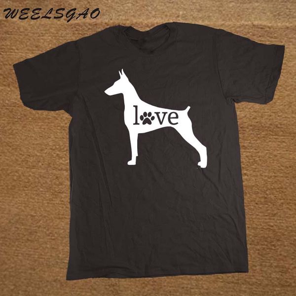 

print summer style design men doberman love dog paw prints o-neck short-sleeve t shirts