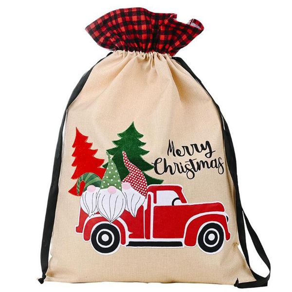 

christmas plaid gift bag 70*45cm forest old man car printed gift candy bags merry christmas bag party supplies