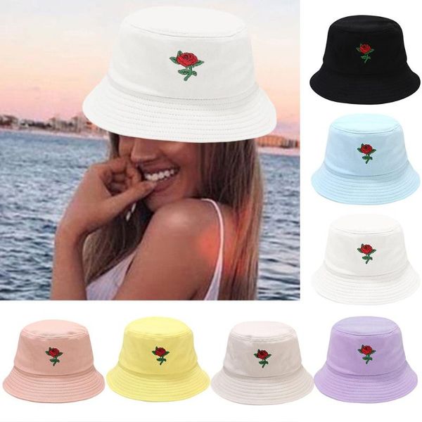 

wide brim hats women men outdoors hat rose print female male fisherman sunscreen flower cap gorro de pescador, Blue;gray