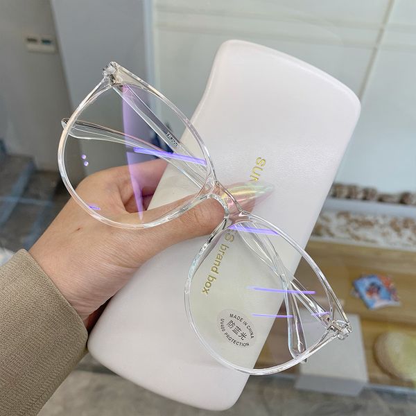 

transparent computer glasses frame women men anti blue light round eyewear blocking glasses optical spectacle eyeglasses, Black
