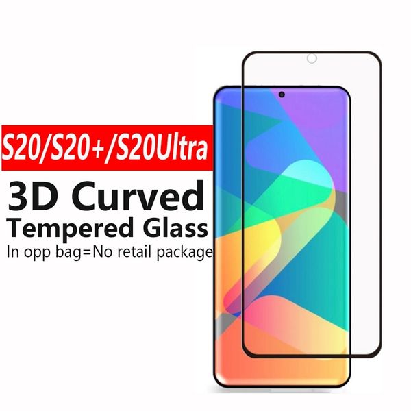 

3d curved full cover tempered glass phone screen protector for samsung galaxy s20 plus ultra s20 fingerprint unlock no hole glass