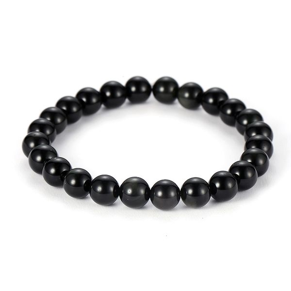 

noble trendy 6mm 8mm 10mm bright black stone bead bracelet 3 style bracelets for women&men classic jewelry pulseras charm gift