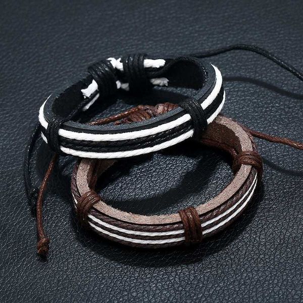 

2020 new retro woven leather bracelet simple men's bracelet hand strap adjustable charm bracelets fashion jewelry accessories, Golden;silver