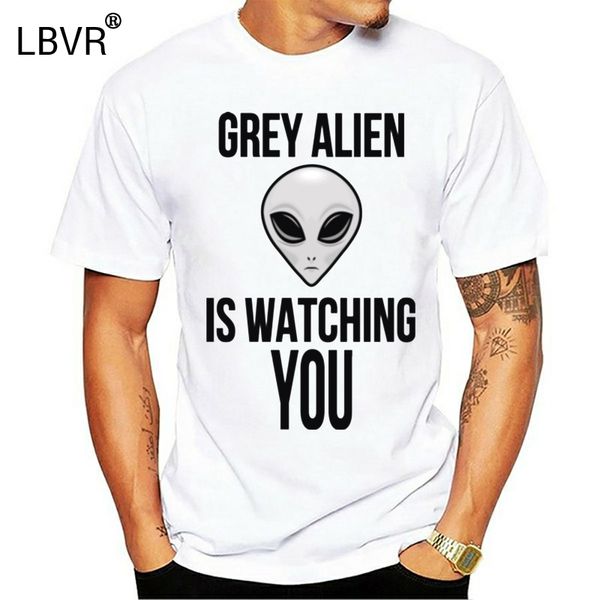 

printed men t shirt cotton tshirt grey alien o-neck short-sleeve women t-shirt