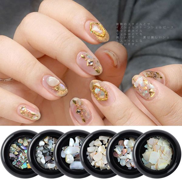 

nail art decorations 1 set mixed crushed shell fragment japanese style colorful stone for jewelry charms manicure tools, Silver;gold