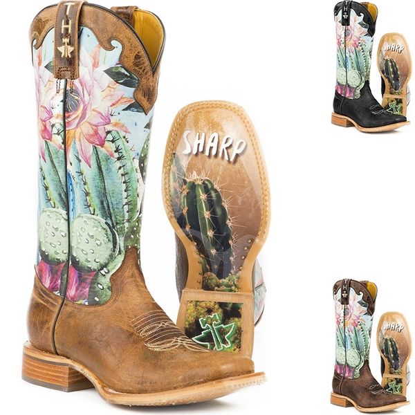 

new autumn winter women's mid calf boots vintage leather shoes woman low heel zip sewing ladies fashion retro long boots women, Black