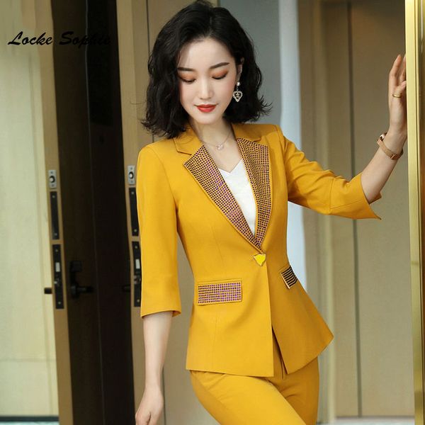 

women's suits & blazers 1pcs women's plus size coats 2021 autumn cotton blend diamonds splicing small jackets ladies skinny, White;black