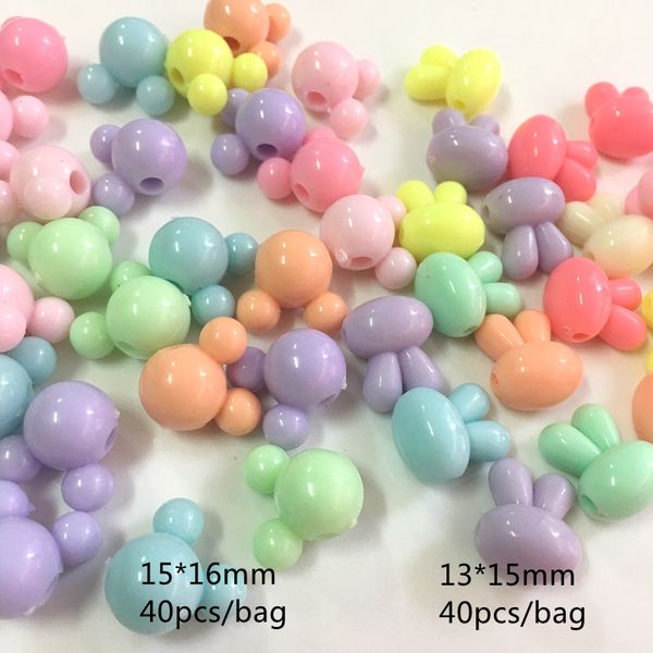 

other acrylic animal mice head beads for jewelry making children's hair accessories spring color 40pcs/bag meideheng