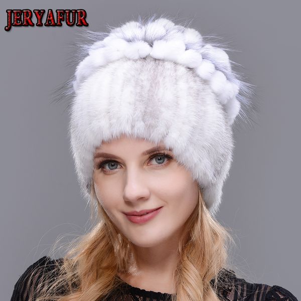 

fur petal on the mix with fur warm and fashion ear warm cap winter natural imported hat for women, Blue;gray