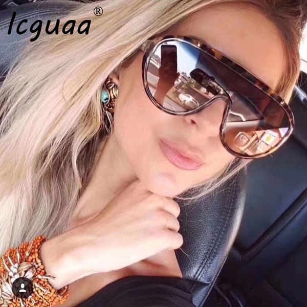 

one-pieces 2020 new oversized women sunglasses mirrored steampunk sunglasses designer glasses, White;black