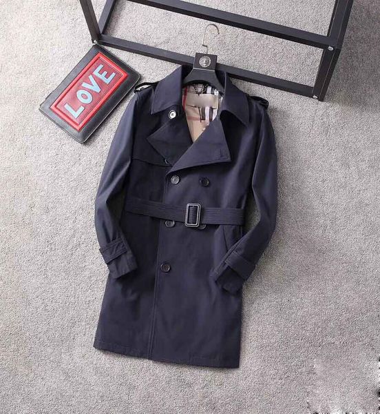 

20ss classic selling men's and women's fashion british mid-length trench coat / british designer double-breasted slim belt belt, Black;brown