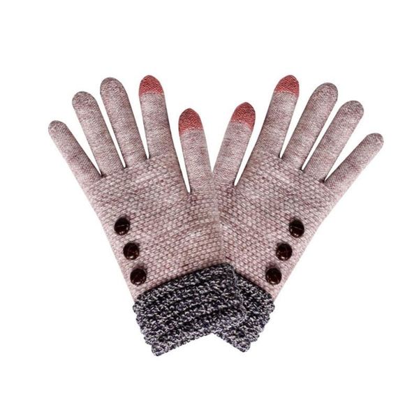 

five fingers gloves black friday lower price christmas gift winter women touch screen knit thicken riding full finger mittens 2021, Blue;gray