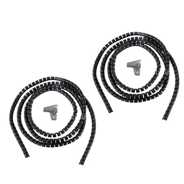 

2 pieces flexible spiral tube wrap cable wire organizer 10mm dia 1.5m black