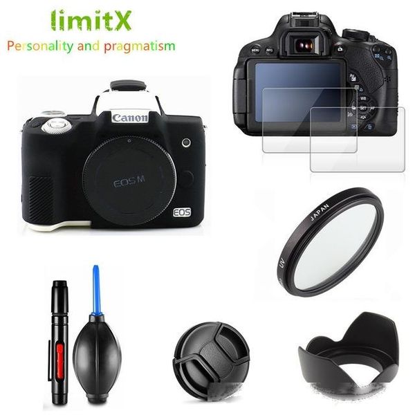 

camera/video bags full protect kit screen protector camera case uv filter lens hood cap cleaning pen air blower for canon eos m50