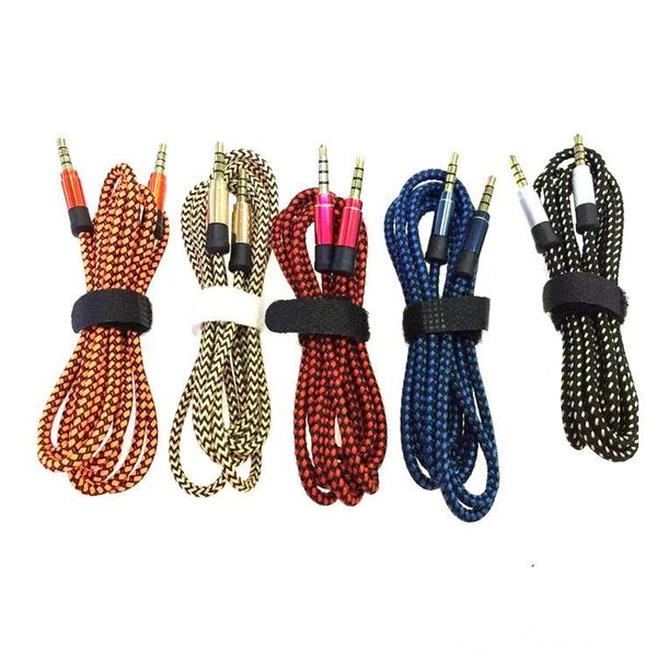 

2020 unbroken metal braid aux cable connector car audio extension cable 1.5m 5ft 3.5mm male to male universal for mobile phones tablet pc