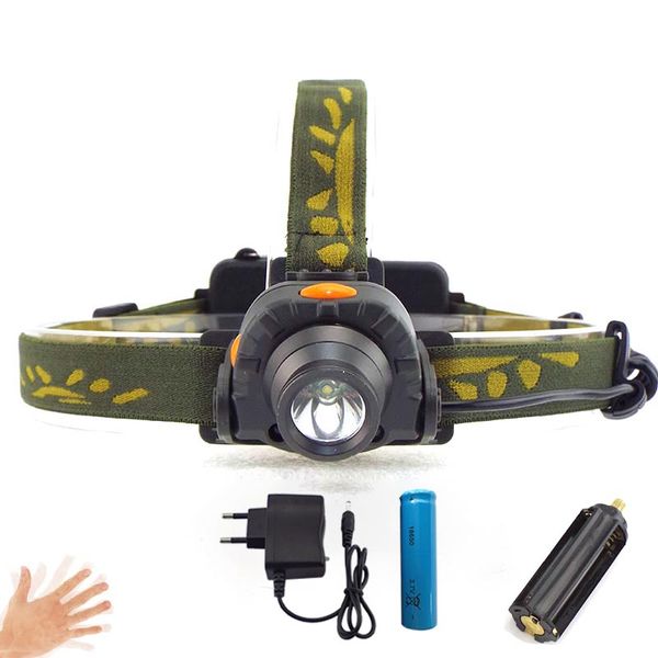 

sensor q5 led headlamp lamp torches headlight zoom head night light fishing linterna frontal torch 18650 battery