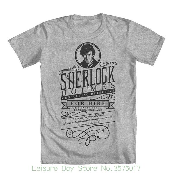 

tshirt men black short sleeve cotton hip hop t-shirt print tee shirts sherlock holmes for hire girls' t-shirt