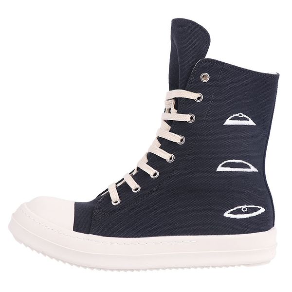 

high-heavy-bottomed men and women leather breathable casual canvas shoes wax face couple high-tide boots, Black