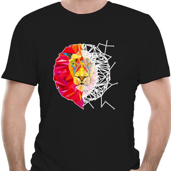 

men & tees funky t shirt geometric lion print tshirt o-neck t-shirts 100% cotton fabric design clothes wholesale 8940a