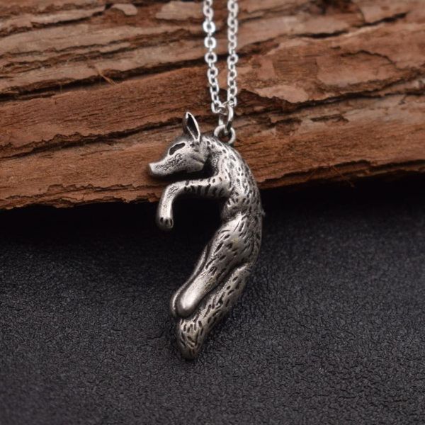 

chains jumping necklace for women hand carved disign personalised animal pendant nature inspired creatures of the forest jewellery, Silver