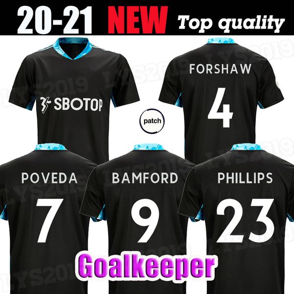 

thailand quality 20 21 leeds 2020 2021 centenary goalkeeper suit soccer jerseys cota philips bamford clarke forshaw roofe aliosk, Black;yellow