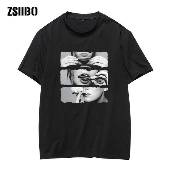 

men harajuku o-neck short sleeve man's t-shirt roll lick smoke t-shirt joint high hemp roll bluntcustomize shirt hip hop tees to