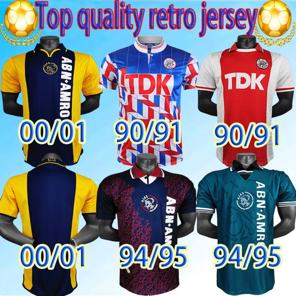 

90/91 ajax red r90 ajax red retro edition football jersey 94/95 ajax litmanen kluivert de boer seedorf davids 1997/98 00/01 football jersey, Black;yellow