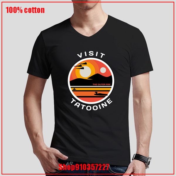 

visit tatooine suns v-neck t-shirt 2002 summer natrual cotton shirts blouses custom print shirts new design shirts