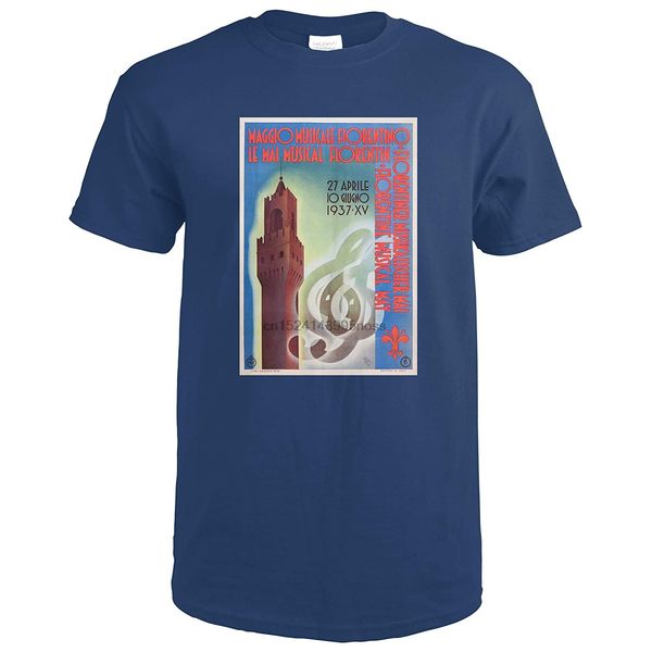 

florentine musical may vintage poster (artist retrosi) italy c. 1937 58330 (navy blue t-shirt medium)(1