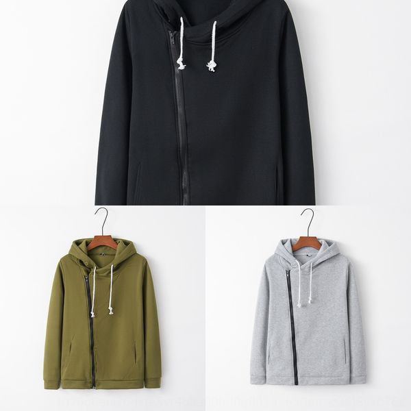 

9185#2019 autumn fashion long sleeve lapel zipperpocket oblique zipper 9185#2019 autumn fashion long sleeve lapel coat zippersweater zipperp, Black