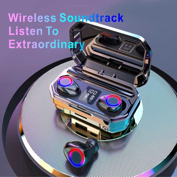

2000ma digital display led in-ear 5.0 dual wireless m12 bluetooth headset