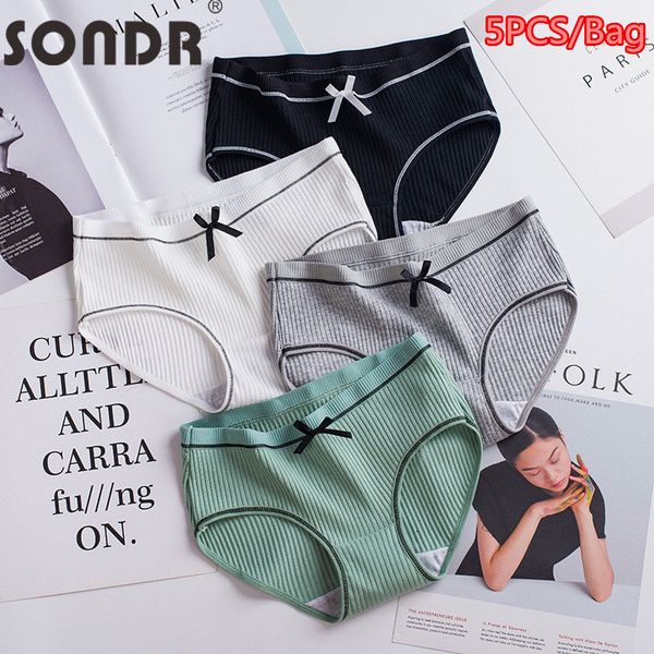 

sondr 5pcs women's panties cotton breathable briefs solid soft seamless underwear female intimate seamless brief, Black;pink