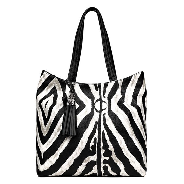 

shunruyan new brand design zebra pattern casual women bag elegant temperament toto bag shoulder handbag ladies
