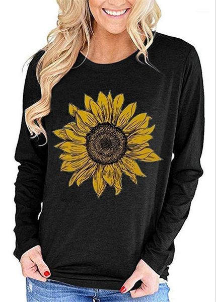 

pattern printed loose casual ladies tees simple pullover short sleeve female 2020 spring womens sunflower tshirt floral, White