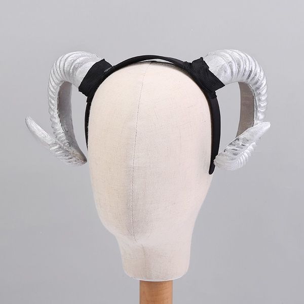 

halloween decoration black and white sheep horn headband prop comic-con sheep horn headband hair clip