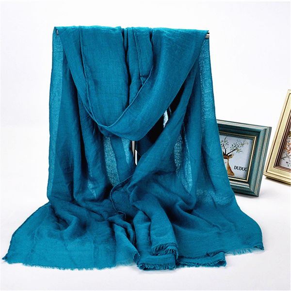 

2020 new style, individual decoration for women, pure color cotton and linen scarf, autumn/winter warm scarf, Blue;gray