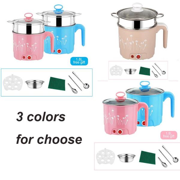 

220v mini 1.8l electric skillet noodles rice cooker thermal insulation cooking pot pan container electric heating lunchbox