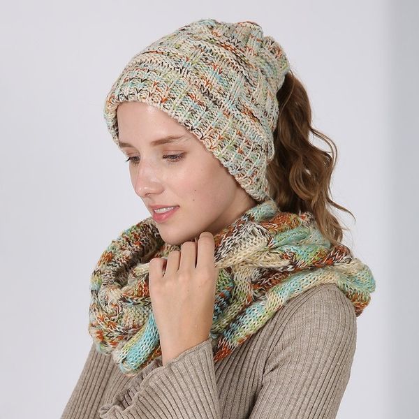 

beanie/skull caps autumn and winter ladies wool cap horizontal vertical pattern dyed hole knit hat plus velvet thick, Blue;gray