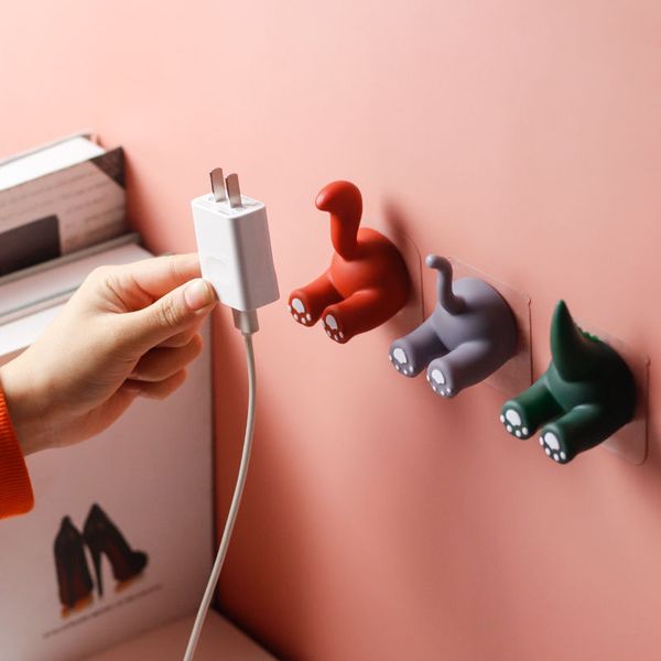 

hooks & rails universal hook kitchen creative wall plug socket adhesive bathroom storage holder cartoon cute toothbrush