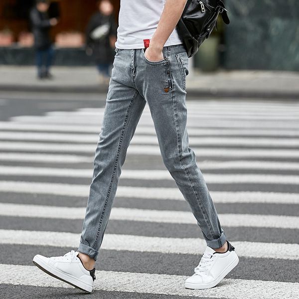 

spring and summer new jeans men's leggings teenagers korean style slim tight jeans tight pantsfit all-match men's pants trendy pan, Blue
