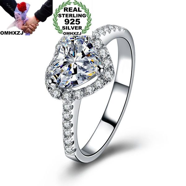 

omhxzj wholesale european fashion woman girl party wedding gift silver white heart zircon 925 sterling silver ring rr139, Golden;silver