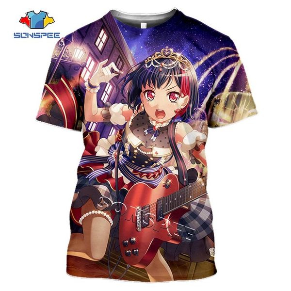 

anime cute girl bang dream summer 3d print shirts graphic humor kawaii men clothing